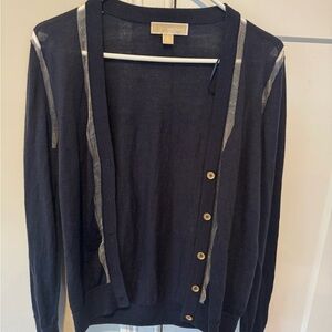 Michael Kors Navy Cardigan with Silver Stripe Trim